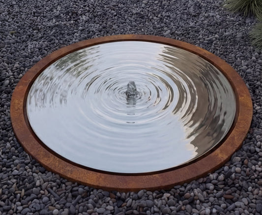 Fuente Circular de Acero Corten con Espejo