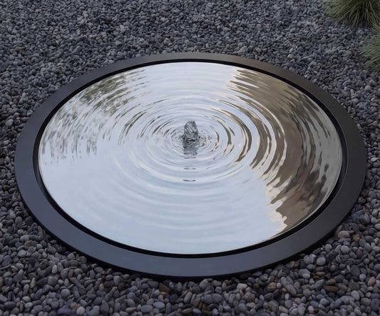 Fuente Circular de Acero con Espejo