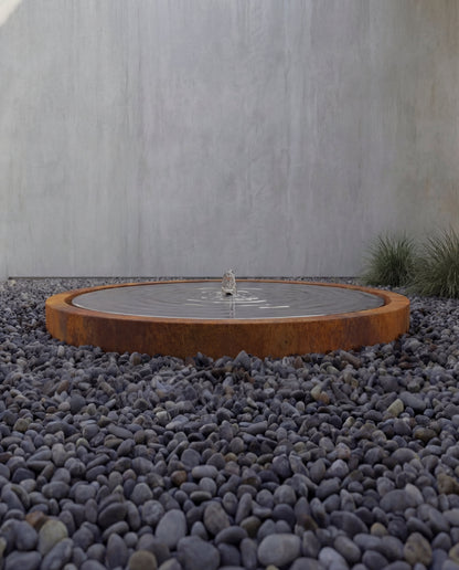 Fuente Circular de Acero Corten con Espejo